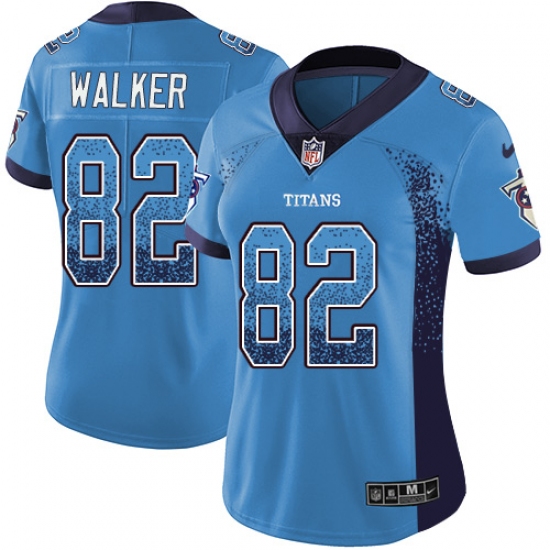 Women's Nike Tennessee Titans 82 Delanie Walker Limited Blue Rush Drift Fashion NFL Jersey