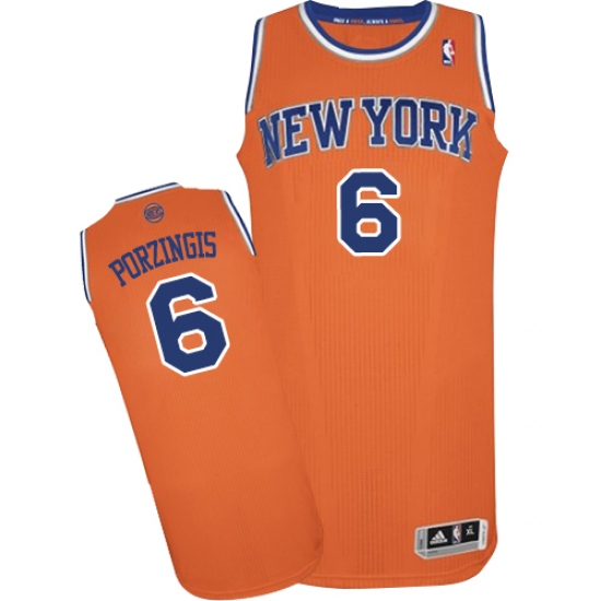 Youth Adidas New York Knicks 6 Kristaps Porzingis Authentic Orange Alternate NBA Jersey