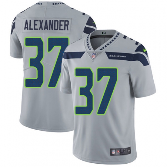 Men's Nike Seattle Seahawks 37 Shaun Alexander Grey Alternate Vapor Untouchable Limited Player NFL Jersey