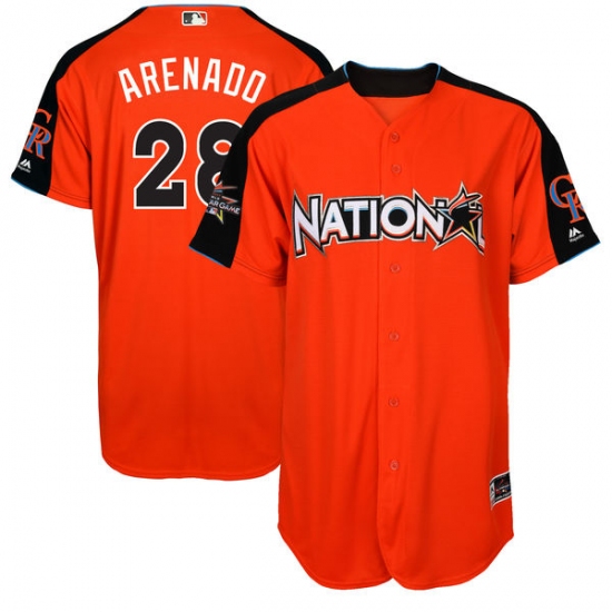 Men's Majestic Colorado Rockies 28 Nolan Arenado Replica Orange National League 2017 MLB All-Star MLB Jersey