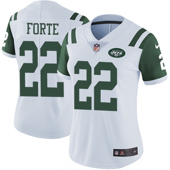 Women's Nike New York Jets 22 Matt Forte White Vapor Untouchable Limited Player NFL Jersey