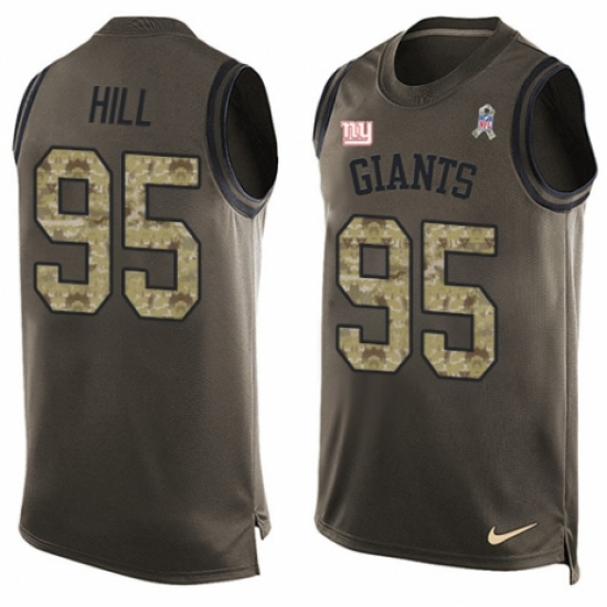 Men's Nike New York Giants 95 B.J. Hill Limited Green Salute to Service Tank Top NFL Jersey