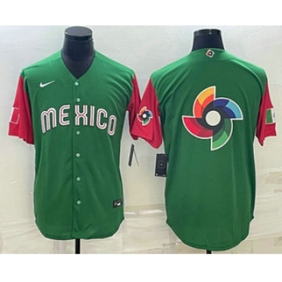 Men's Mexico Baseball 2023 Green World Big Logo With Patch Classic Stitched Jersey