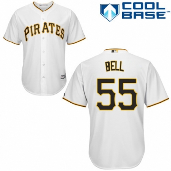 Youth Majestic Pittsburgh Pirates 55 Josh Bell Replica White Home Cool Base MLB Jersey