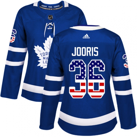 Women's Adidas Toronto Maple Leafs 36 Josh Jooris Authentic Royal Blue USA Flag Fashion NHL Jersey