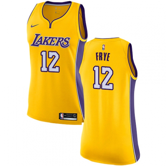 Women's Nike Los Angeles Lakers 12 Channing Frye Authentic Gold Home NBA Jersey - Icon Edition