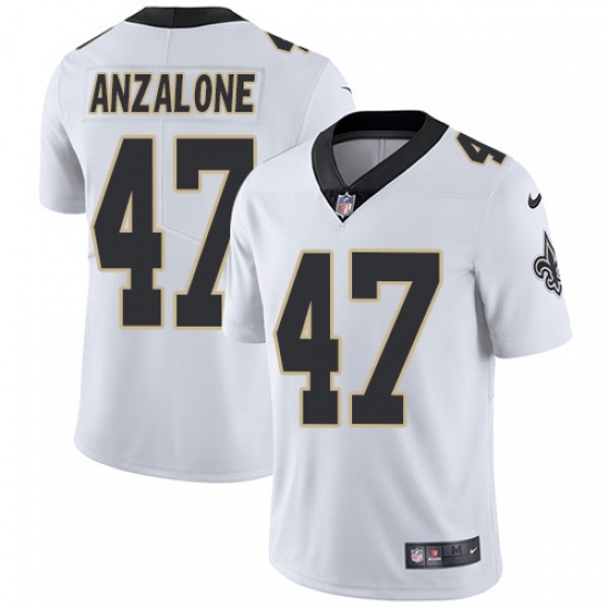 Youth Nike New Orleans Saints 47 Alex Anzalone White Vapor Untouchable Limited Player NFL Jersey