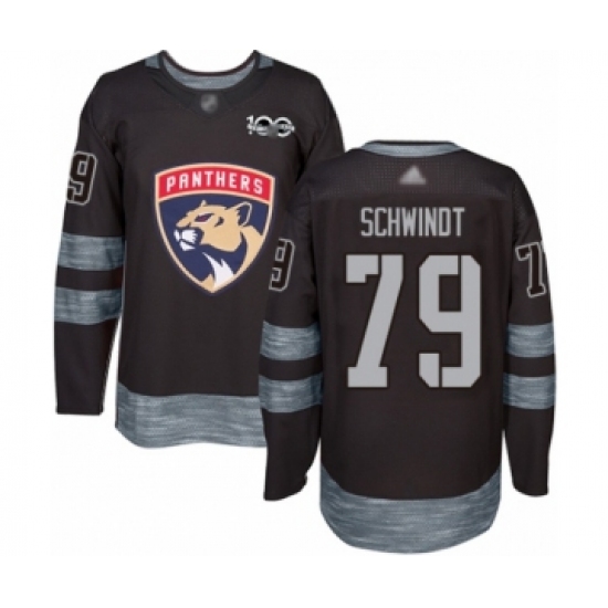 Men's Florida Panthers 79 Cole Schwindt Authentic Black 1917-2017 100th Anniversary Hockey Jersey