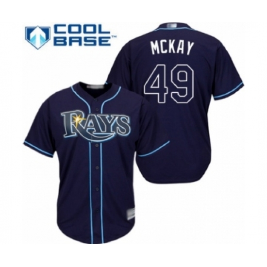 Youth Tampa Bay Rays 49 Brendan McKay Authentic Navy Blue Alternate Cool Base Baseball Player Jersey