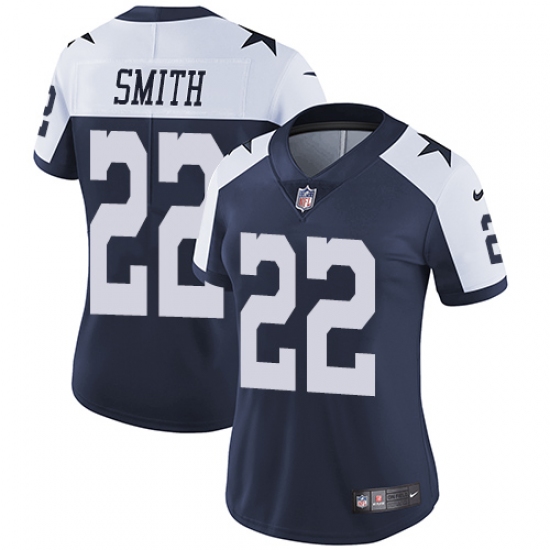 Women's Nike Dallas Cowboys 22 Emmitt Smith Navy Blue Throwback Alternate Vapor Untouchable Limited Player NFL Jersey