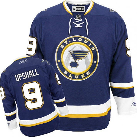 Men's Reebok St. Louis Blues 9 Scottie Upshall Premier Navy Blue Third NHL Jersey