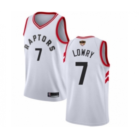 Men's Toronto Raptors 7 Kyle Lowry Swingman White 2019 Basketball Finals Bound Jersey - Association Edition