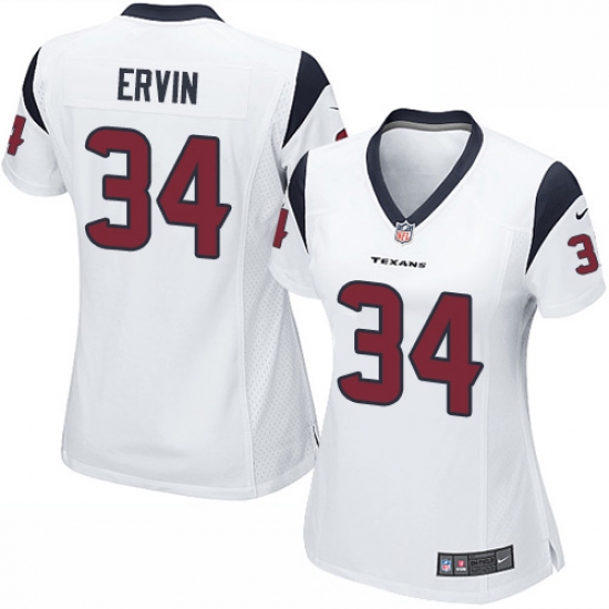 Women's Nike Houston Texans 34 Tyler Ervin Game White NFL Jersey