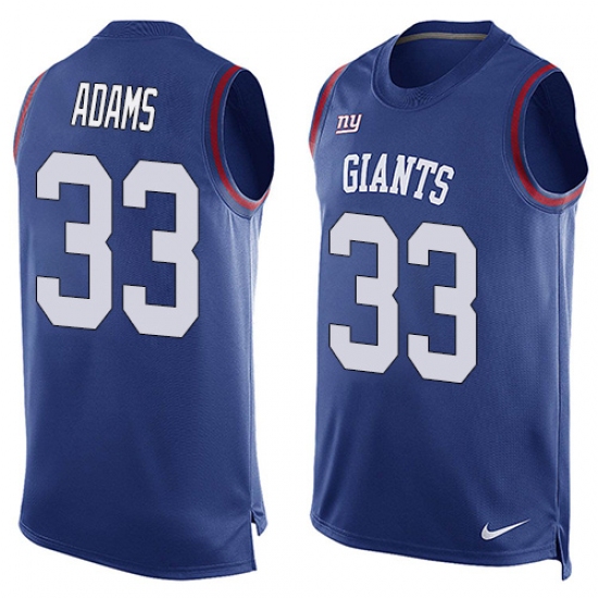 Men's Nike New York Giants 33 Andrew Adams Limited Royal Blue Player Name & Number Tank Top NFL Jersey