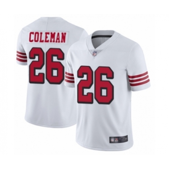 Youth San Francisco 49ers 26 Tevin Coleman Limited White Rush Vapor Untouchable Football Jersey