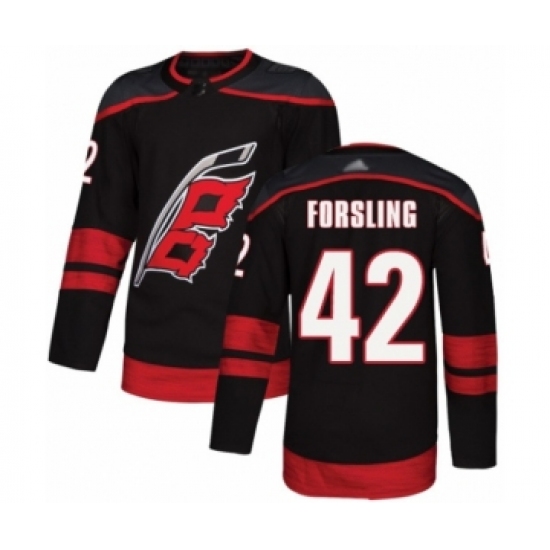 Youth Carolina Hurricanes 42 Gustav Forsling Authentic Black Alternate Hockey Jersey