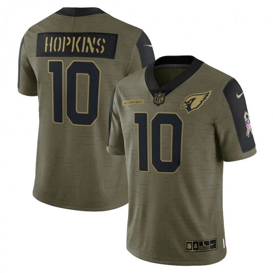 Men's Arizona Cardinals 10 DeAndre Hopkins Nike Olive 2021 Salute To Service Limited Player Jersey