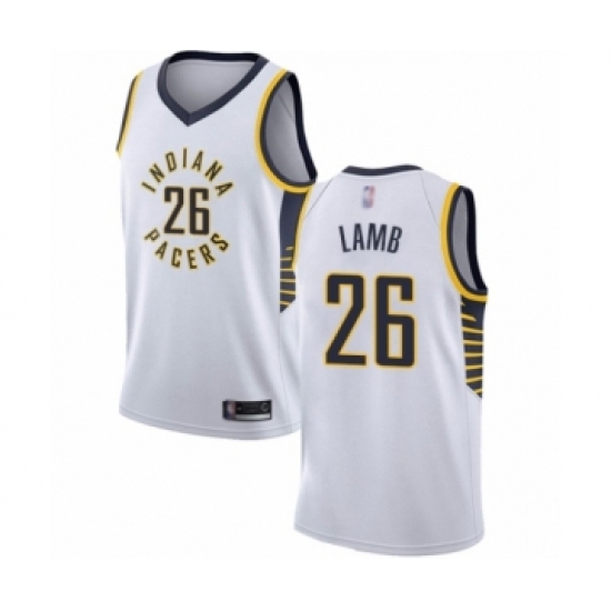 Men's Indiana Pacers 26 Jeremy Lamb Authentic White Basketball Jersey - Association Edition