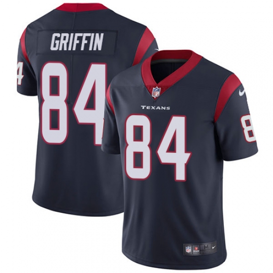 Men's Nike Houston Texans 84 Ryan Griffin Limited Navy Blue Team Color Vapor Untouchable NFL Jersey