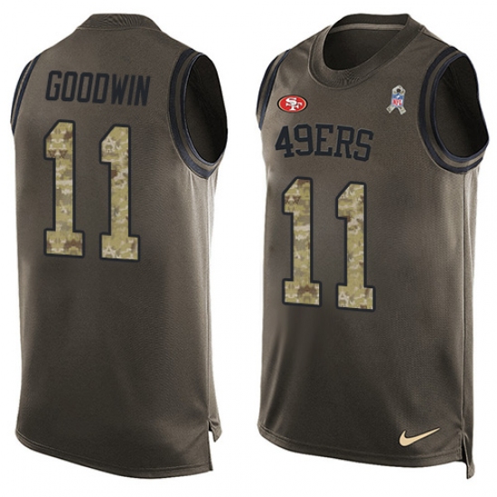 Men's Nike San Francisco 49ers 11 Marquise Goodwin Limited Green Salute to Service Tank Top NFL Jersey