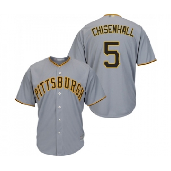 Men's Pittsburgh Pirates 5 Lonnie Chisenhall Replica Grey Road Cool Base Baseball Jersey