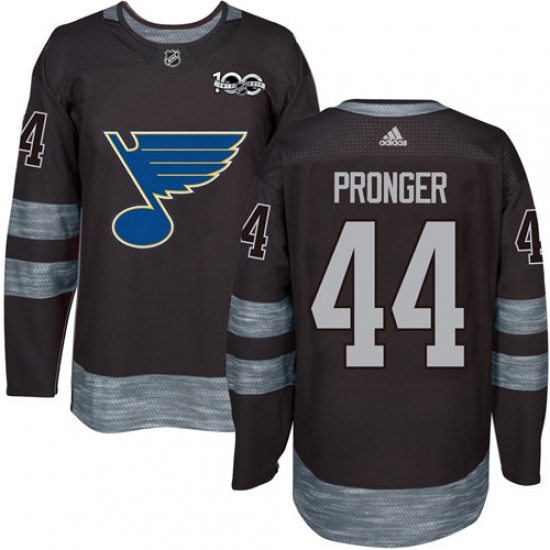 Men's Adidas St. Louis Blues 44 Chris Pronger Authentic Black 1917-2017 100th Anniversary NHL Jersey