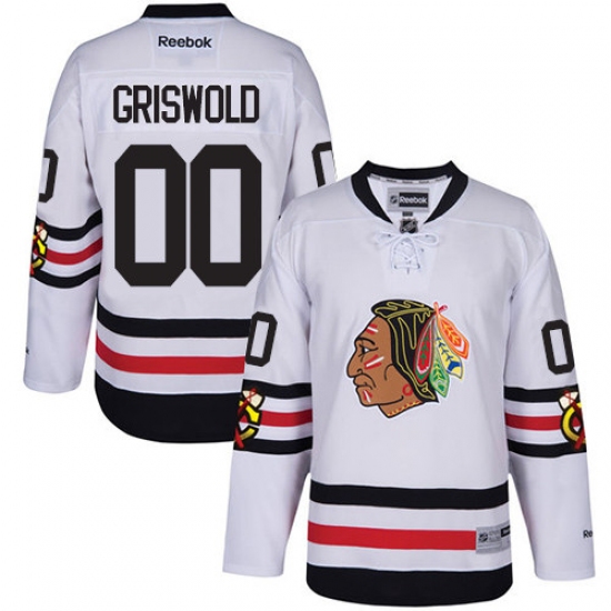 Men's Reebok Chicago Blackhawks 00 Clark Griswold Authentic White 2017 Winter Classic NHL Jersey