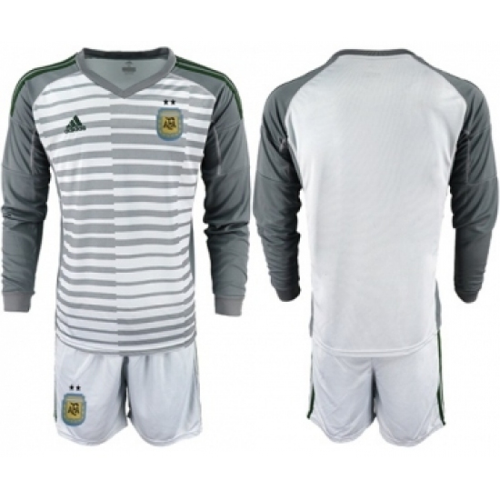 Argentina Blank Grey Long Sleeves Goalkeeper Soccer Country Jersey