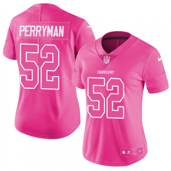 Women's Nike Los Angeles Chargers 52 Denzel Perryman Limited Pink Rush Fashion NFL Jersey