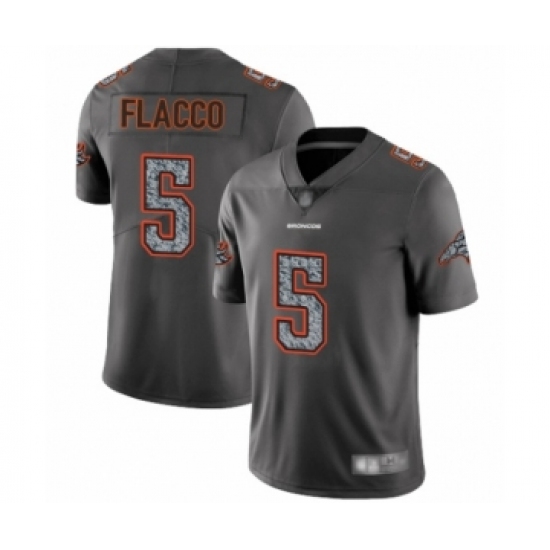 Men's Denver Broncos 5 Joe Flacco Gray Static Fashion Limited Football Jersey