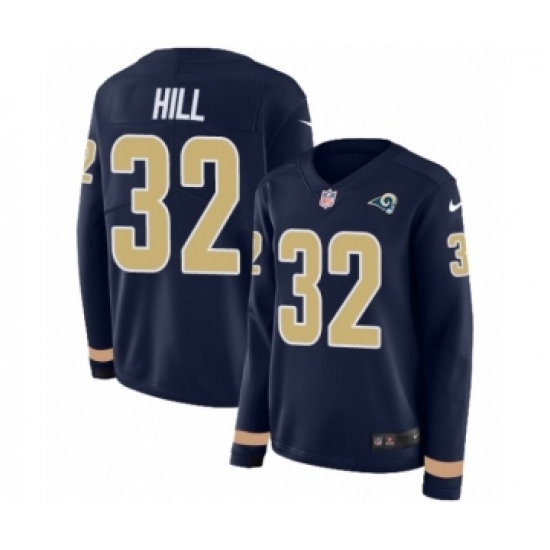 Women's Nike Los Angeles Rams 32 Troy Hill Limited Navy Blue Therma Long Sleeve NFL Jersey
