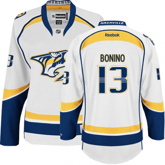 Women's Reebok Nashville Predators 13 Nick Bonino Authentic White Away NHL Jersey