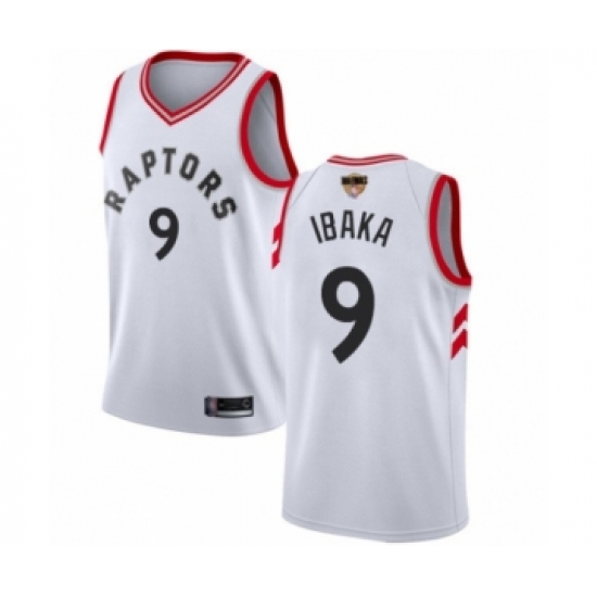 Women's Toronto Raptors 9 Serge Ibaka Swingman White 2019 Basketball Finals Bound Jersey - Association Edition