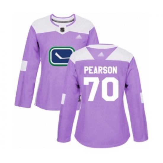 Women's Vancouver Canucks 70 Tanner Pearson Authentic Purple Fights Cancer Practice Hockey Jersey