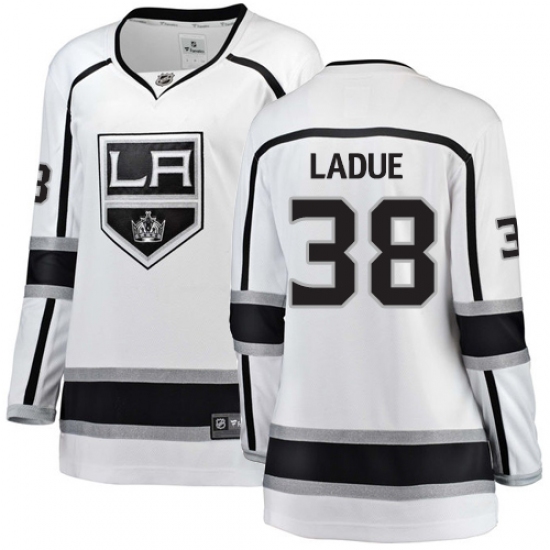 Women's Los Angeles Kings 38 Paul LaDue Authentic White Away Fanatics Branded Breakaway NHL Jersey