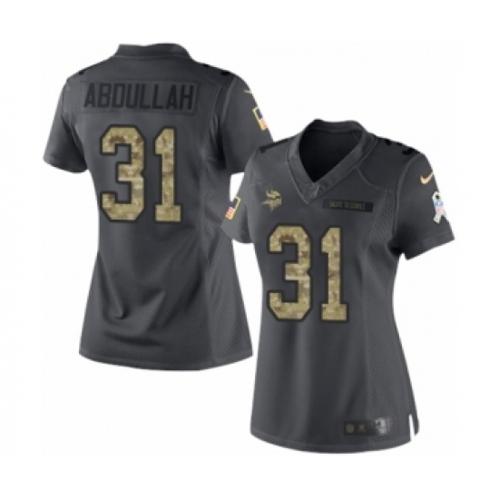 Women's Nike Minnesota Vikings 31 Ameer Abdullah Limited Black 2016 Salute to Service NFL Jersey