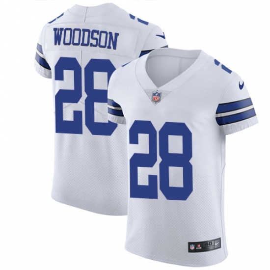 Men's Nike Dallas Cowboys 28 Darren Woodson Elite White NFL Jersey