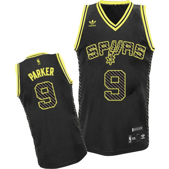 Men's Adidas San Antonio Spurs 9 Tony Parker Swingman Black Electricity Fashion NBA Jersey