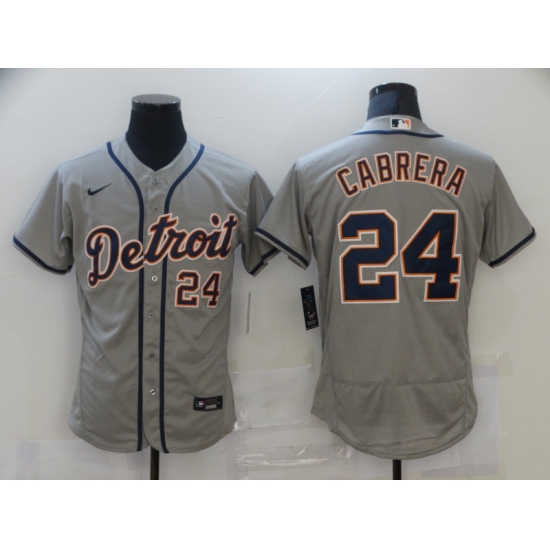 Men's Nike Detroit Tigers 24 Miguel Cabrera Gray Road Stitched Jersey