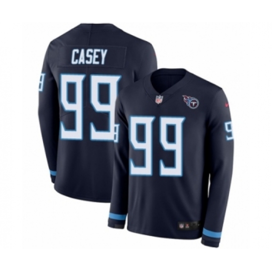 Men's Nike Tennessee Titans 99 Jurrell Casey Limited Navy Blue Therma Long Sleeve NFL Jersey