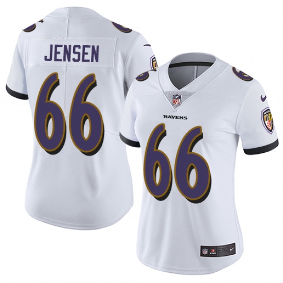 Women's Nike Baltimore Ravens 66 Ryan Jensen White Vapor Untouchable Limited Player NFL Jersey