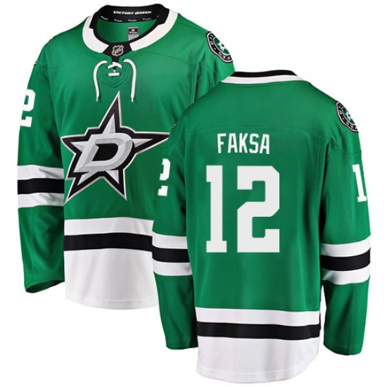 Men's Dallas Stars 12 Radek Faksa Authentic Green Home Fanatics Branded Breakaway NHL Jersey