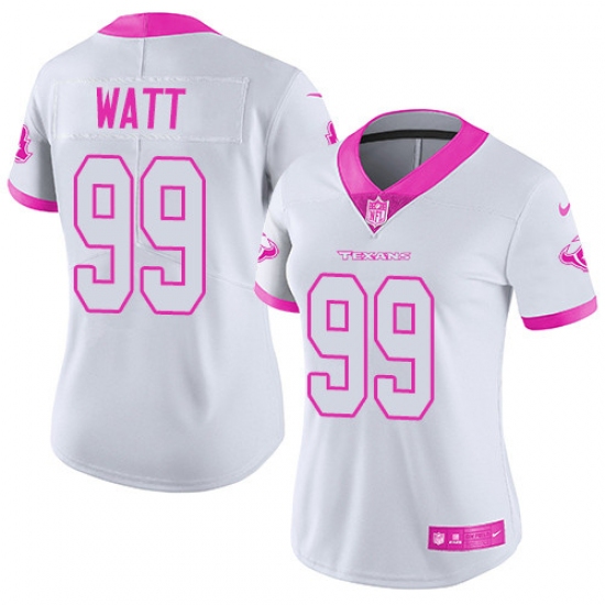 Women's Nike Houston Texans 99 J.J. Watt Limited White/Pink Rush Fashion NFL Jersey