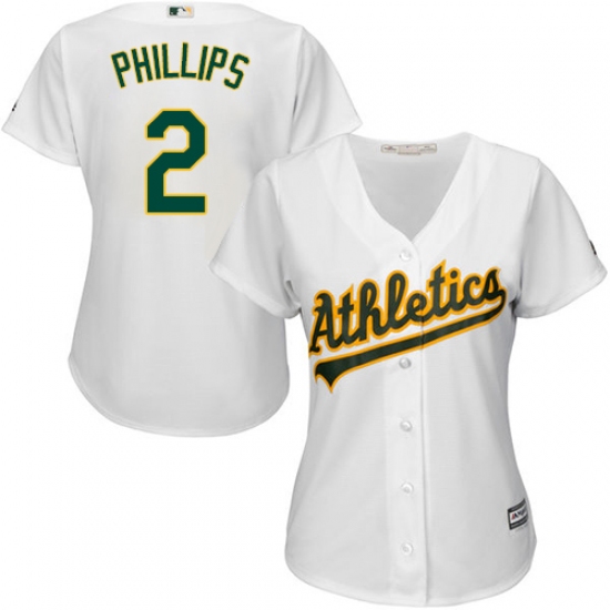 Women's Majestic Oakland Athletics 2 Tony Phillips Replica White Home Cool Base MLB Jersey