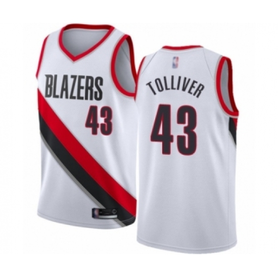 Men's Portland Trail Blazers 43 Anthony Tolliver Swingman White Basketball Jersey - Association Edition