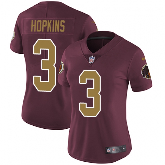 Women's Nike Washington Redskins 3 Dustin Hopkins Elite Burgundy Red/Gold Number Alternate 80TH Anniversary NFL Jersey