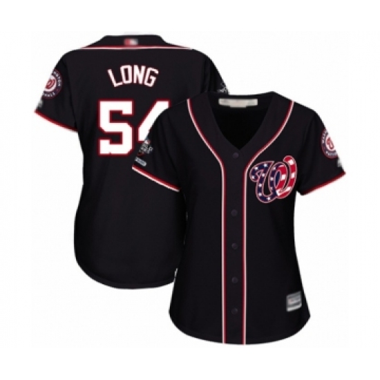 Women's Washington Nationals 54 Kevin Long Authentic Navy Blue Alternate 2 Cool Base 2019 World Series Champions Baseball Jersey