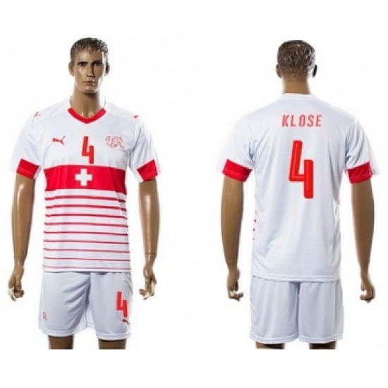 Switzerland 4 Klose Away Soccer Country Jersey