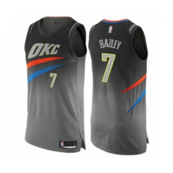 Men's Oklahoma City Thunder 7 Darius Bazley Authentic Gray Basketball Jersey - City Edition