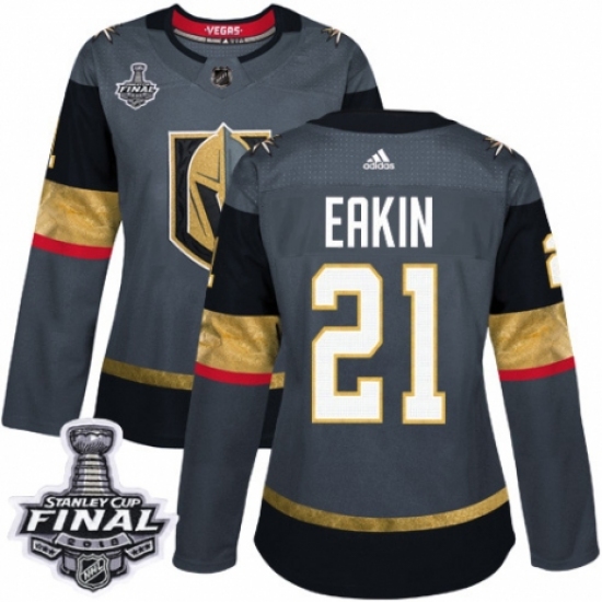 Women's Adidas Vegas Golden Knights 21 Cody Eakin Authentic Gray Home 2018 Stanley Cup Final NHL Jersey